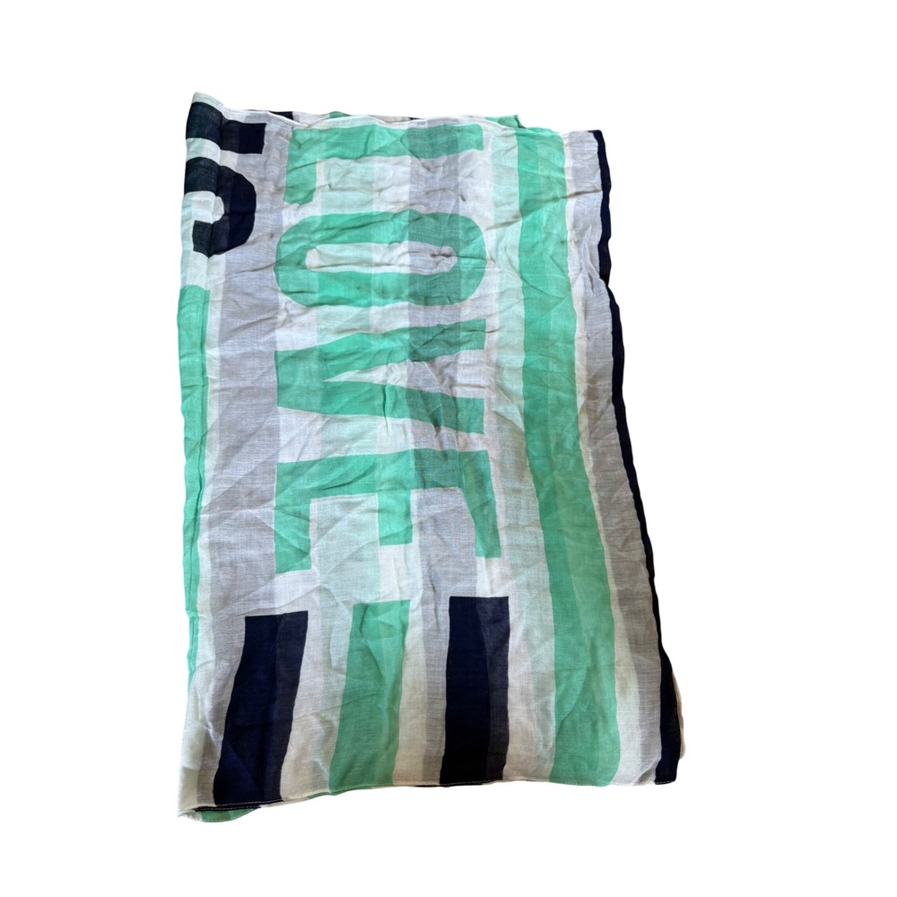 Michael Stars Love Is Love Scarf Viscose Mint Green Navy White MS20688 NWT